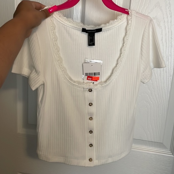 Forever 21 Ribbed Lace Trim Top - Picture 4 of 4
